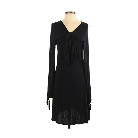 Go Couture Black Long Sleeves V Neck Dress - Picture 1 of 2